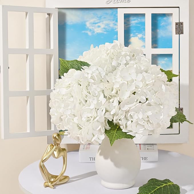 3Pcs 21in Hydrangea Artificial Flowers, Latex Real Touch Hydrangeas Lifelike - Image 8