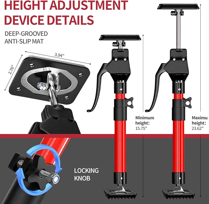 Cabinet Jacks for Installing Cabinets, 15.8" to 23.6" Adjustable Support Pole - Image 2