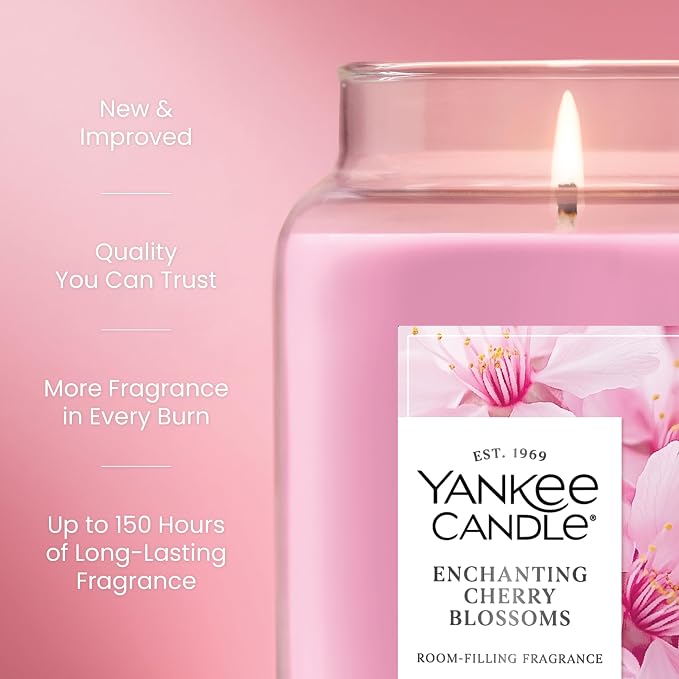 Yankee Candle Enchanted Cherry Blossoms Scented Candle, 22oz Large Jar - Image 3