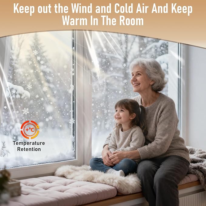 Window Insulation Kit for Winter, Plastic Shrink Film & Strong Tape, Indoor - Image 9