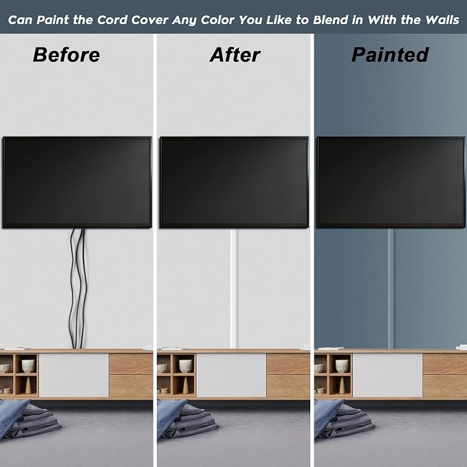 TV Cable Hider - 62.8in PVC Cord Hider Cable Management Wall, Paintable Cord - Image 6