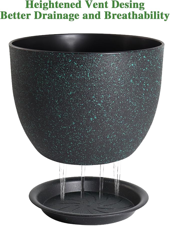 UOUZ 12inch Large Plant Pot, Modern Plastic Planter - Image 3