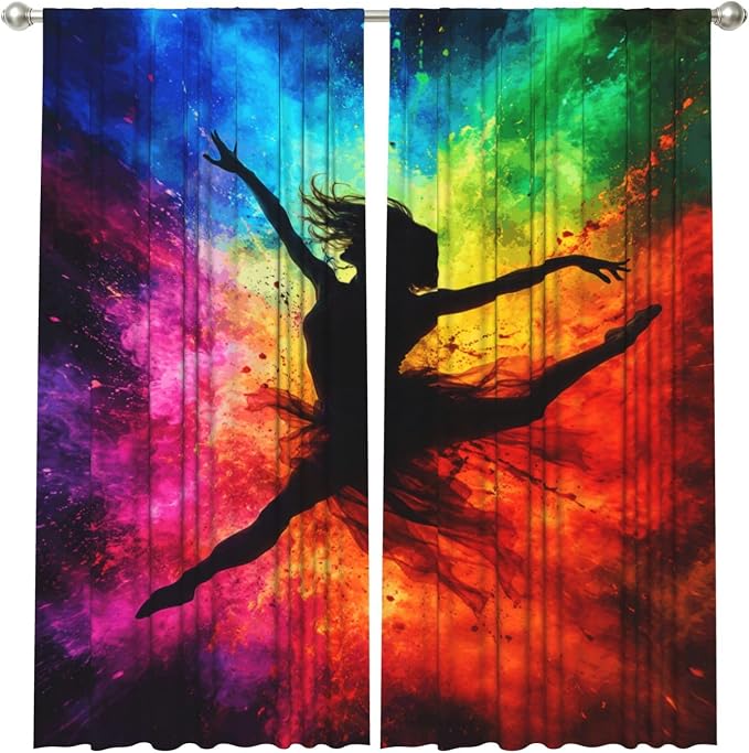 Rainbow Energy Art Window Curtains 2 Panels Set, 52 X 84 Inch Polyester Drapes - Image 2