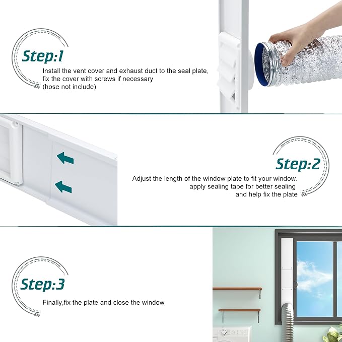 Daisypower Dryer Vent Window Kit, Adjustable Window Vent Kit - Image 4