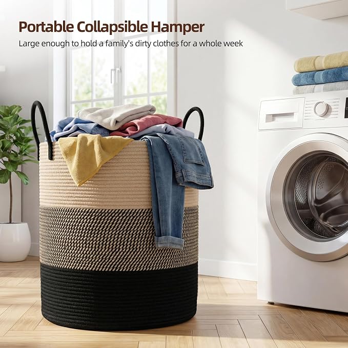 OIAHOMY 60L Nursery Hamper Laundry Basket Laundry Hamper Yellow/Black | - Image 3