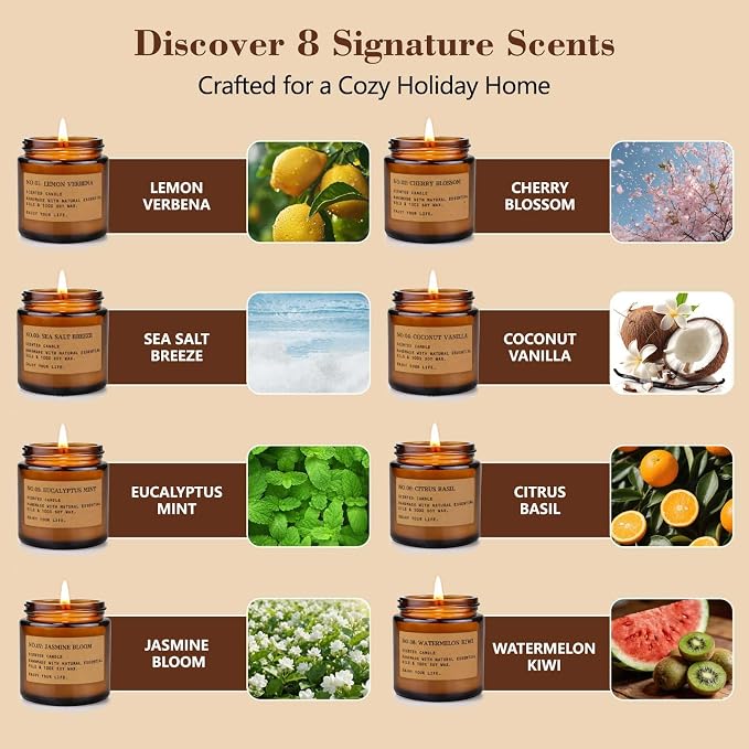 8 Pack Scented Candles for Home, Long Lasting Soy Wax Candle Gift Set | - Image 2