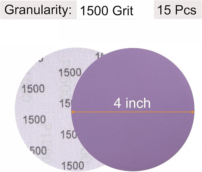uxcell 15Pcs 4-Inch Purple Sanding Discs 1500 Grits Hook and Loop Professional - Image 2