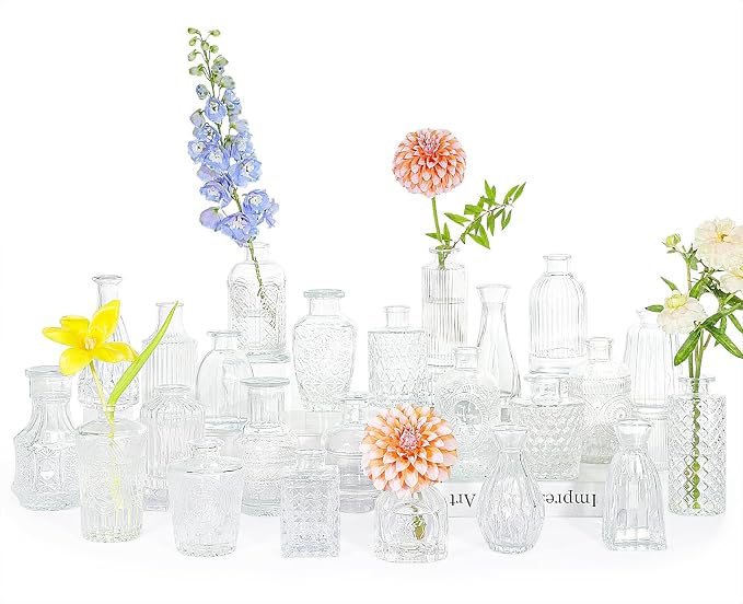 SUPMIND 24pcs Glass Bud Vase Set, Home Decor, Table Decoration, Baby Shower by SUPMIND