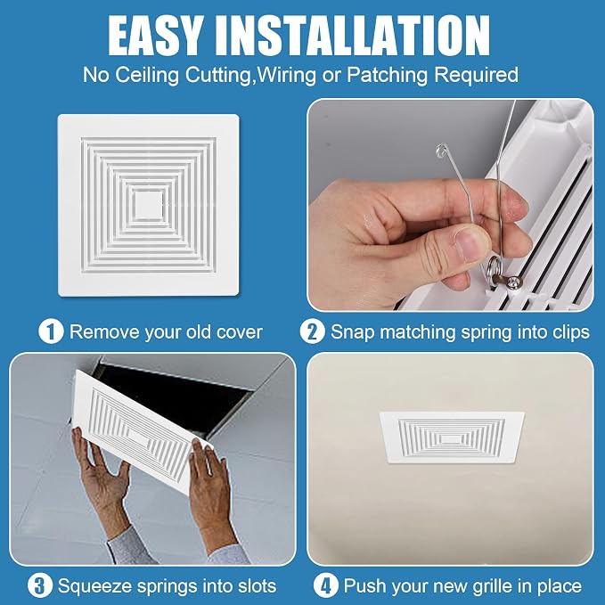 (2-Pack 12" BP90 Spring Bathroom Exhaust Fan Cover 12-1/4" x12" Vent Cover - Image 4