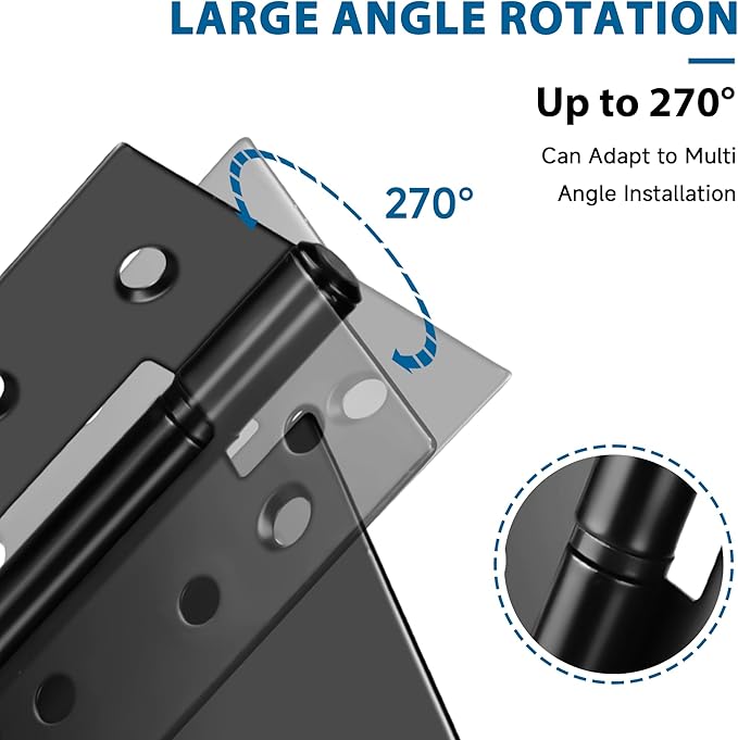 3.5 Inch Heavy Duty Gate Hinges, 8 Pack Black Iron Door Hinges | Solid Iron - Image 4