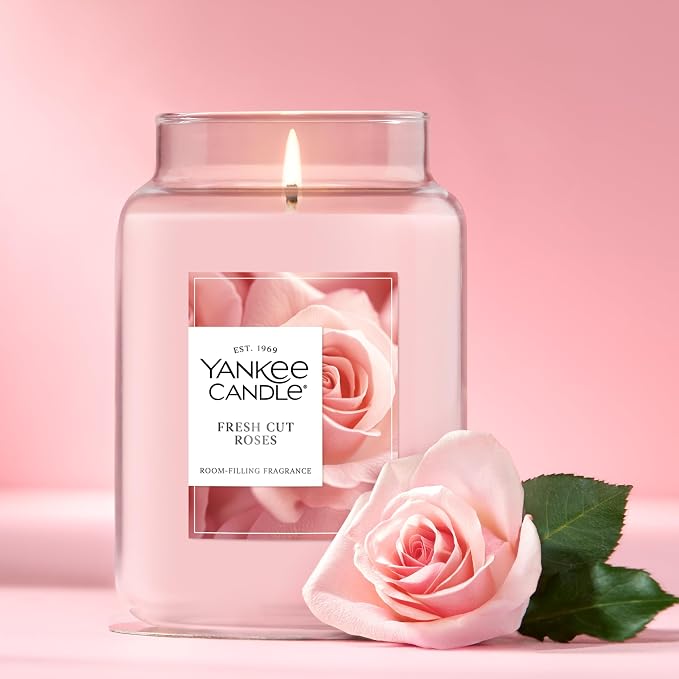 Yankee Candle Fresh Cut Roses Scented Candle, 22oz Large Jar - Image 4