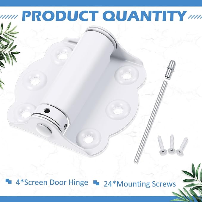 Zonon 4 Pack Self Closing Screen Door Hinge 2 3/4" Adjustable Heavy Duty Steel - Image 2