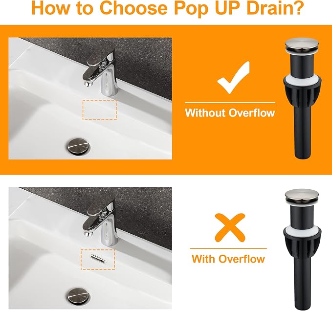TIORIY Vessel Sink Drain Without Overflow, Plastic Bathroom Pop up Sink Drain - Image 2
