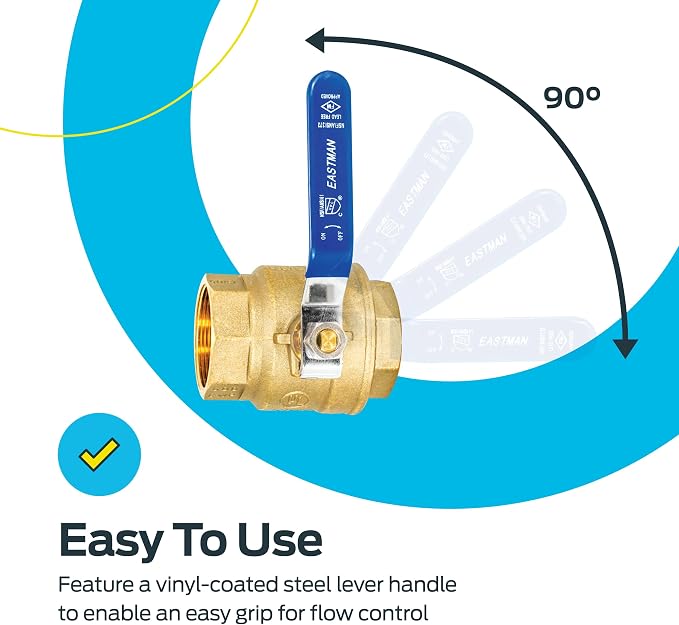 Eastman 2 Inch IPS Heavy Duty Full Port Ball Valve, Brass Plumbing Fitting - Image 5