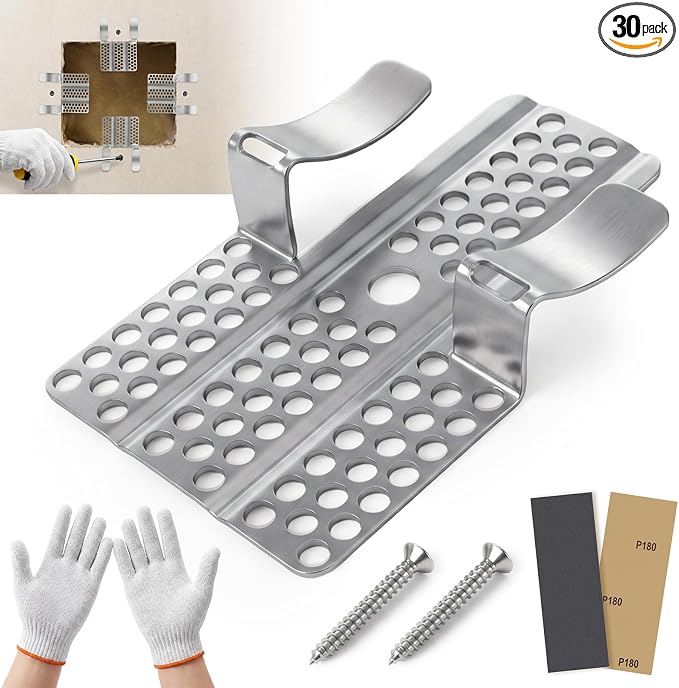 30 Pack Drywall Repair Clips, 1/2 Inch Stainless Steel Drywall Patch Kit | by Unknown