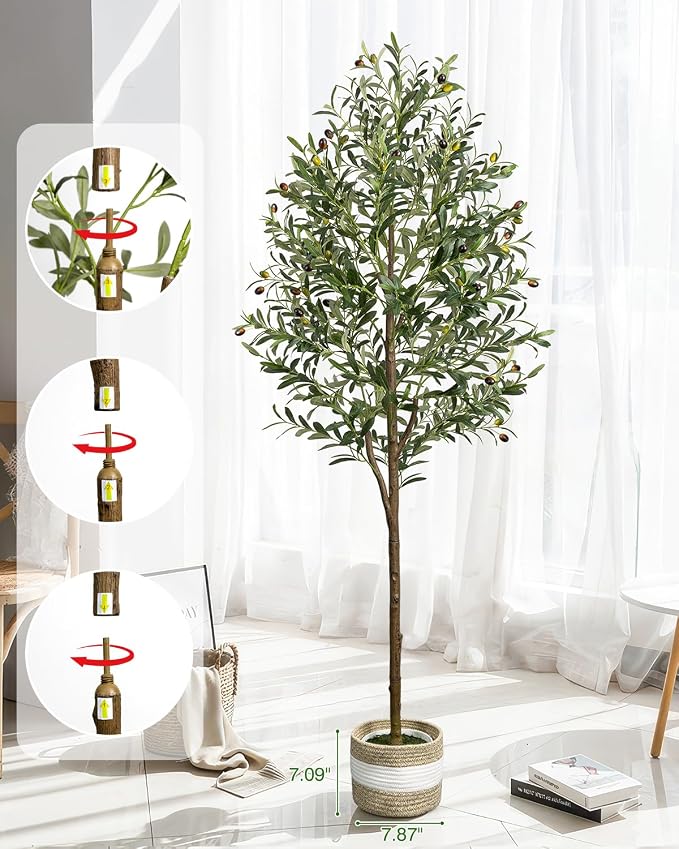 Artificial Olive Tree 5.5FT Faux Indoor Decorative Plant | Large Fake Olive - Image 3