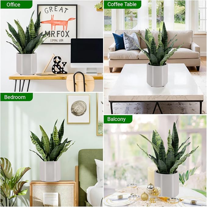 Fake Snake Plant 22" Tall, Realistic Touch Leaves, Potted Artificial Plants - Image 3