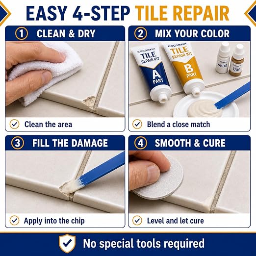 Tile Repair Kit, Ceramic & Porcelain Tile Chips & Cracks Repair-Color Match | - Image 4