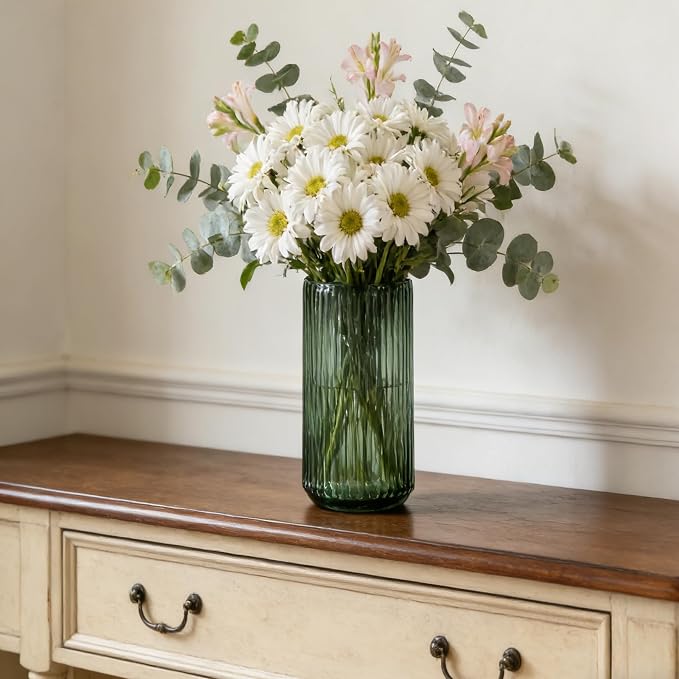 Flower Vase 7.5 inch Green Thickened Glass Vase - Image 4