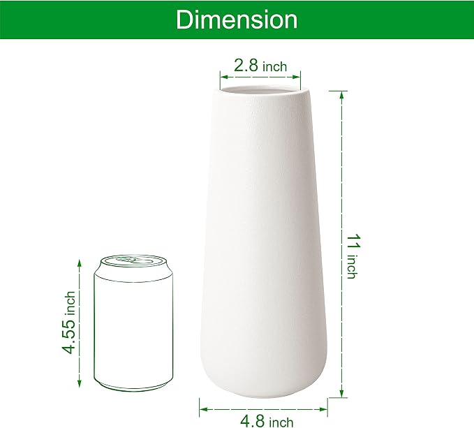 D'vine Dev 11 Inch Ceramic Flower Vase Textured Finishing, Minimalist Design - Image 3