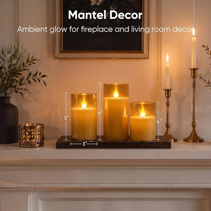 Homemory Amber Flameless Candles, Battery Operated Acrylic LED Pillar Candles - Image 9