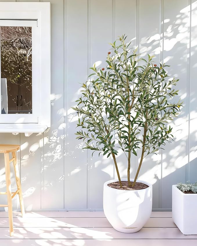 Artificial Olive Tree 5FT with Planter&Cotton Basket | Tall Faux Olive Trees - Image 9