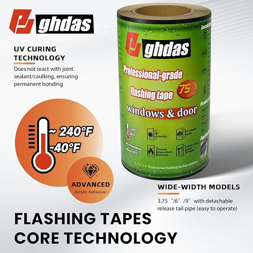 Bghdas Flashing Tape for Windows & Doors, Weather-Resistant, UV-Resistant - Image 2