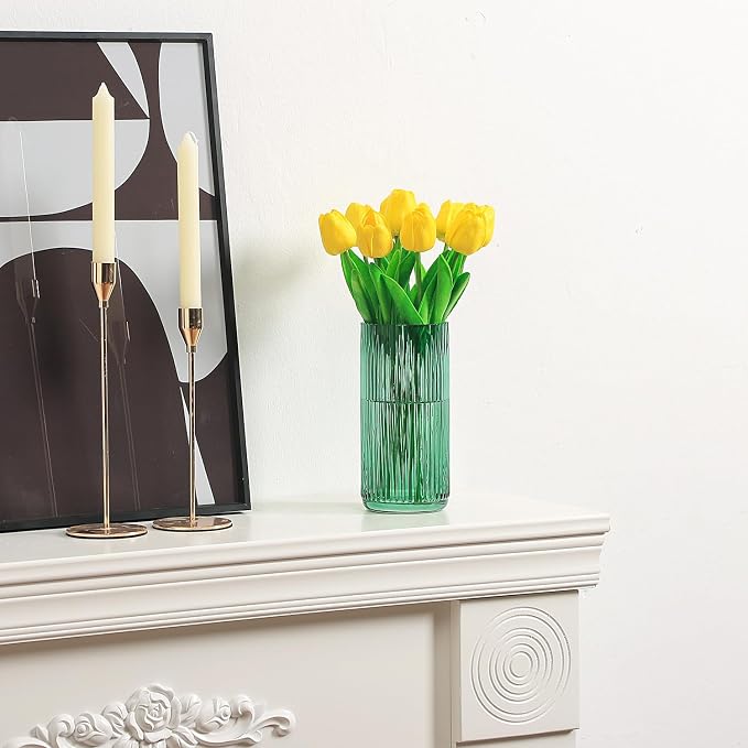 Ribbed Glass Vase, Flower Vases - Image 2