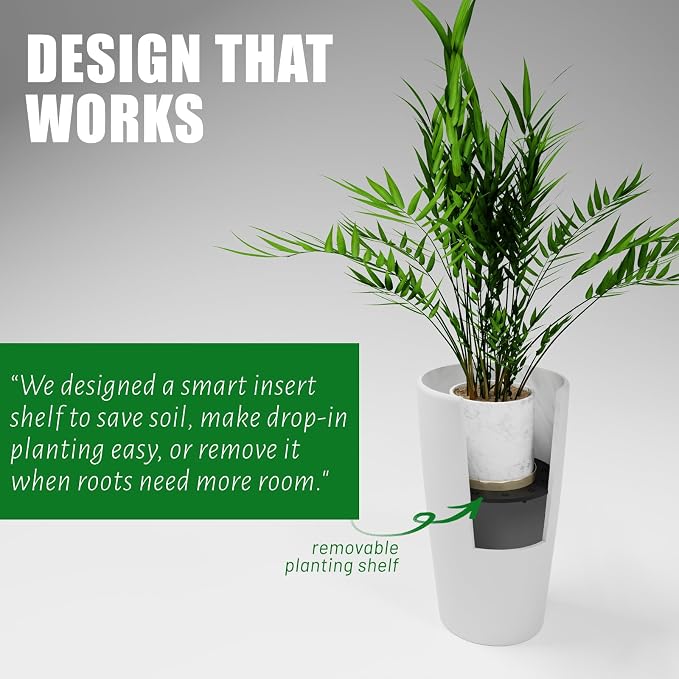 Set of 2 Round Tall Planters 22 Inch, Large Planter - Image 7