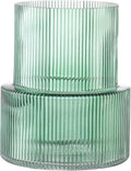 Green Glass Vase, Ribbed Glass Vase by YANWE