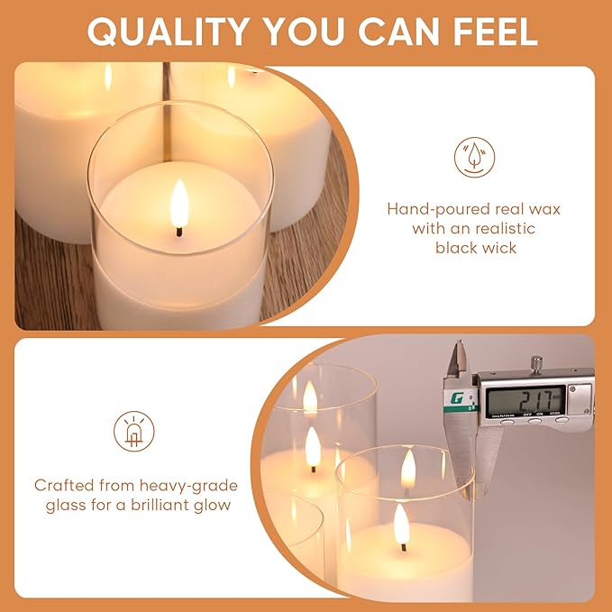 Clear Glass Flameless Candles - Image 4