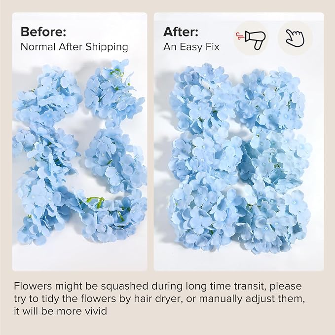 Auihiay 204Pcs Blue Hydrangea Artificial Flowers Bulk, Faux Hydrangeas | - Image 8