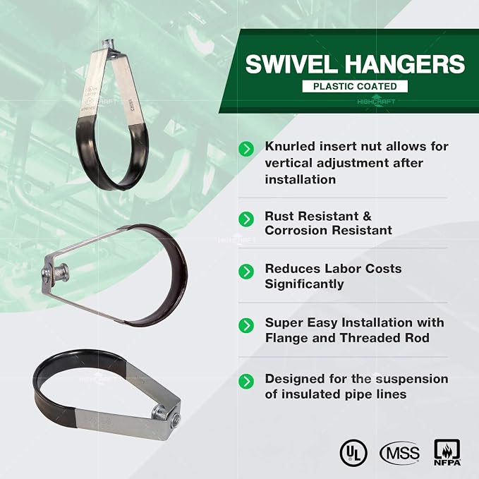 Highcraft ITS-Q04 Swivel Swivel Loop Pipe Hanger, Plastic Coated Steel - Image 3