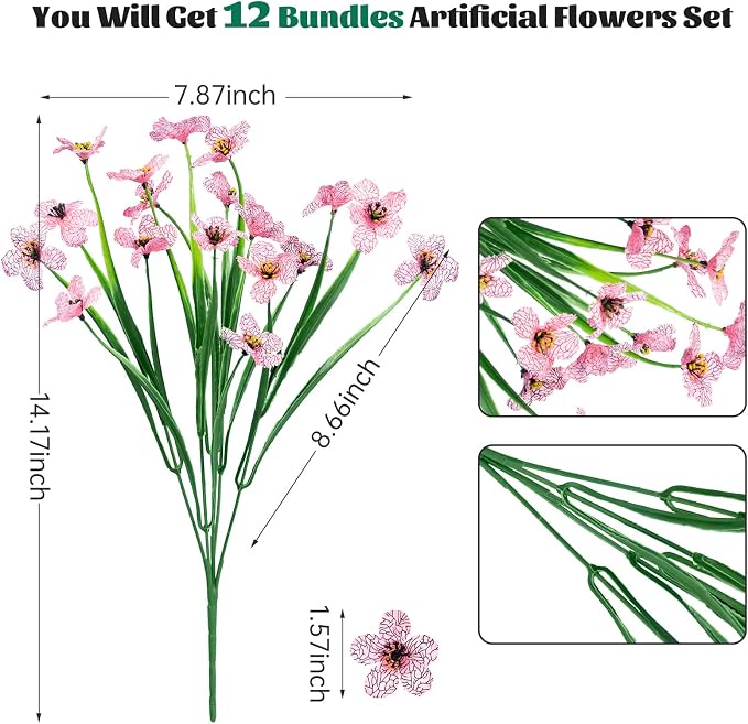 Lnoicy 12 Pcs Artificial Flowers - Image 2