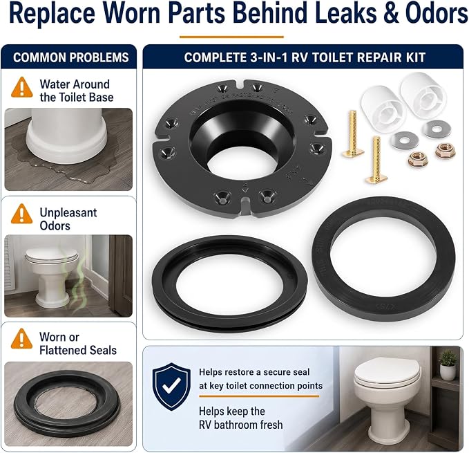 RV Toilet Seal and 3" Floor Flange Kit Compatible - Image 6