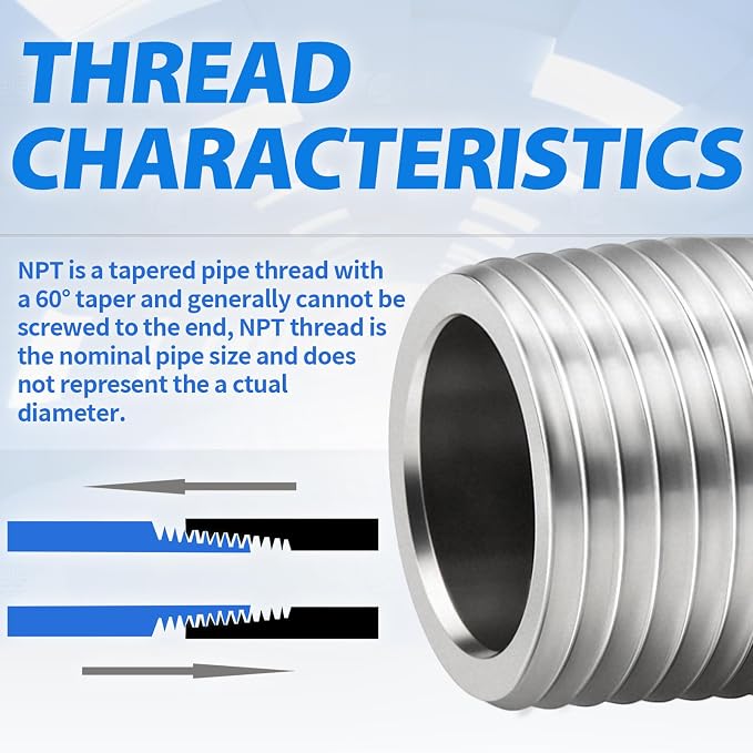 ChillWaves 304 Stainless Steel Pipe Fitting, Nipple Cast Pipe 2" NPT Male x 2" - Image 6