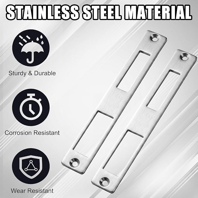 Tudomro 2 Pack Storm Door Flat Strike Plate 172mm x 23.7mm Stainless Steel - Image 3
