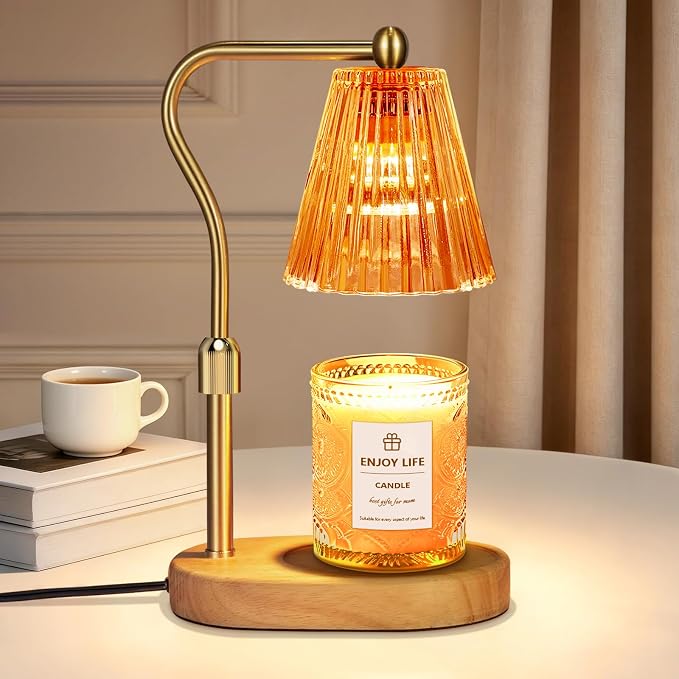 Red Candle Warmer Lamp with Timer Dimmer Adjustable Height, Electric Wax Warmer by seenlast