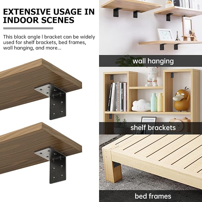 8 PCS Heavy Duty Steel Corner Brackets, DIY L Shelf Brackets, Metal Joint - Image 5