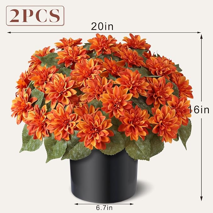2 Set Fall Artificial Dahlia Topiary Ball Trees - Image 6