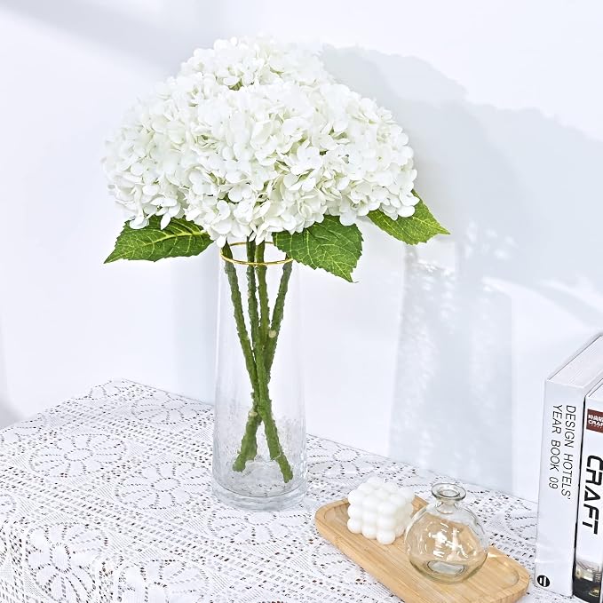 21" Real Touch White Hydrangea Artificial Flowers - Image 4