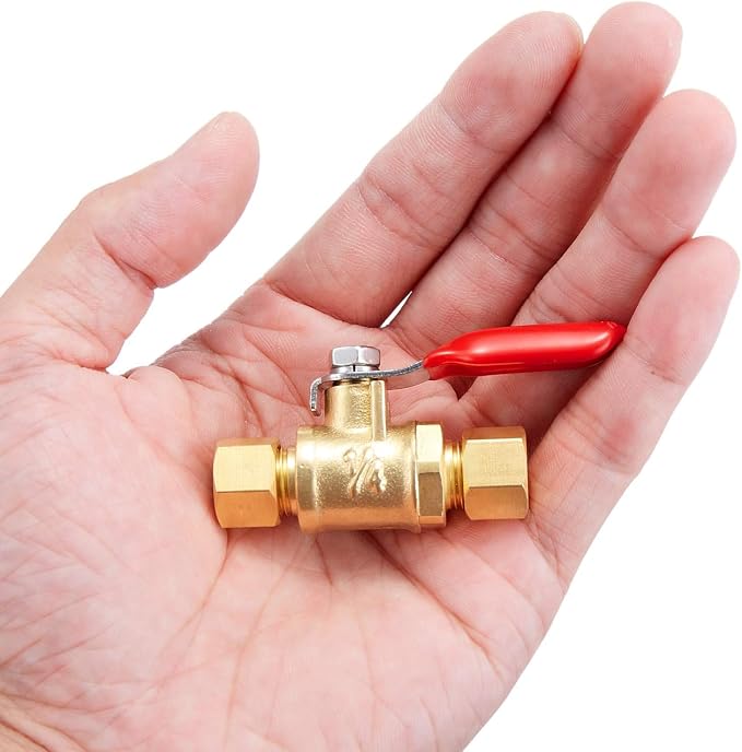 2 Pcs Lead-Free Brass Mini Ball Valve Shut Off Switch, 1/4 inch Compression | - Image 6