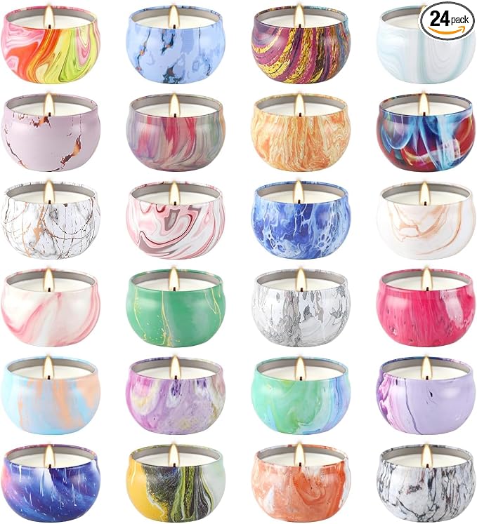 YOROXRG Scented Candles Gifts Set 24 Pack Soy Wax Travel Tin Jar Candles by YOROXRG