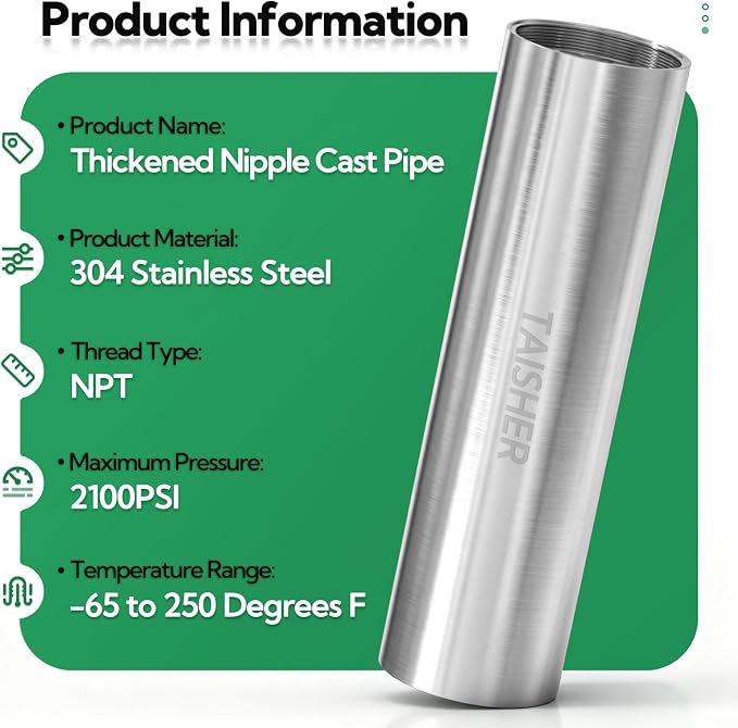 1pcs Thickened Nipple Cast Pipe 1-1/2" NPT Female - Image 3