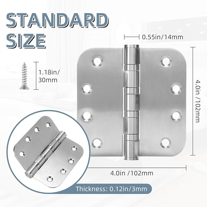 3 Pack Stainless Steel Silver Door Hinges - Image 3