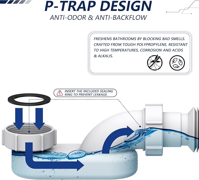 Xendywasher 1-1/2" Flexible Low Profile P Trap - Image 6
