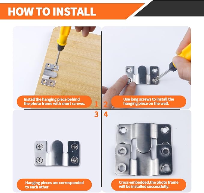 4 Pairs Stainless Steel Flush Mount Bracket, Interlocking Heavy Duty Photo - Image 4