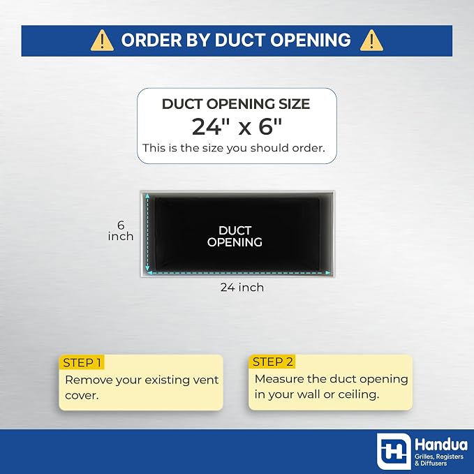 Fits 24x6 Hole | Aluminum Return Air Grille by Handua | Vent Cover Grill - Image 2