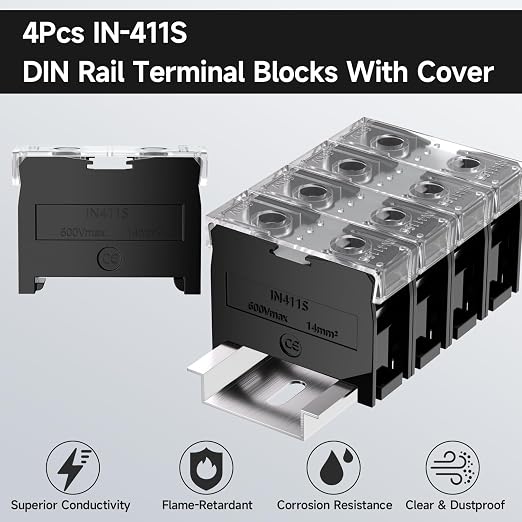 4Pcs DIN Rail Terminal Blocks - Image 2