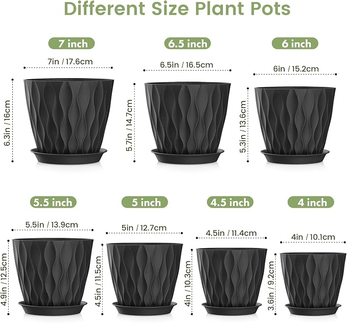 Meowell 7/6.5/6/5.5/5/4.5/4 inch Plant Pots - Image 2